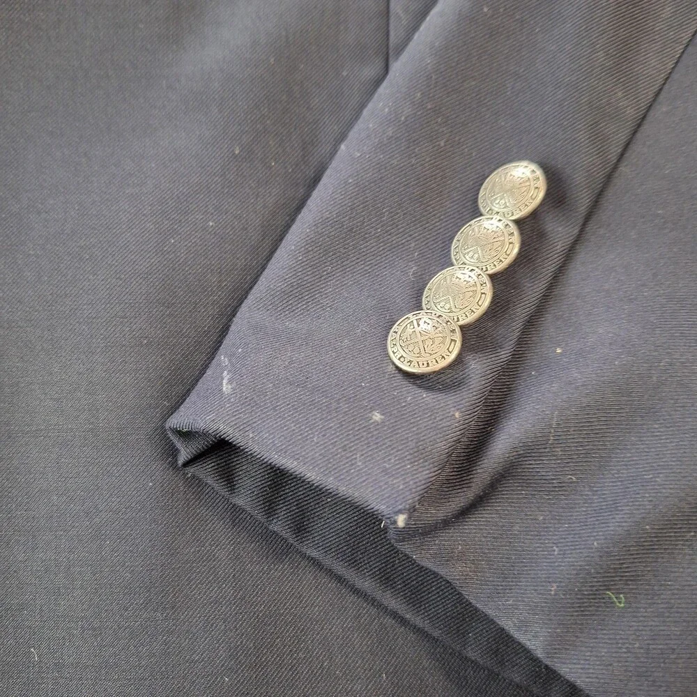 Ralph Lauren Blazer Mens 41R Navy 100% Wool Single Vent Gold Button Jacket